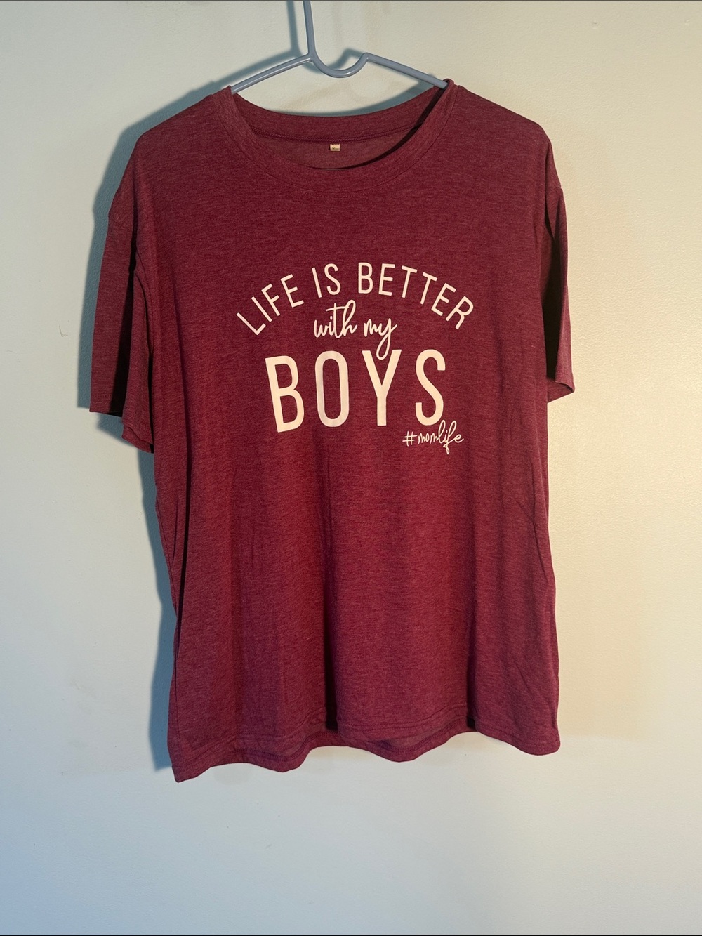 Amazon Women's Short Sleeve Tee - Maroon with White Print